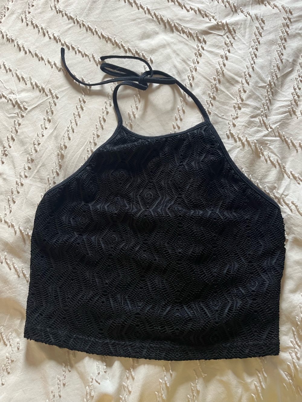 Forever 21 Black Lace Halter Crop Top